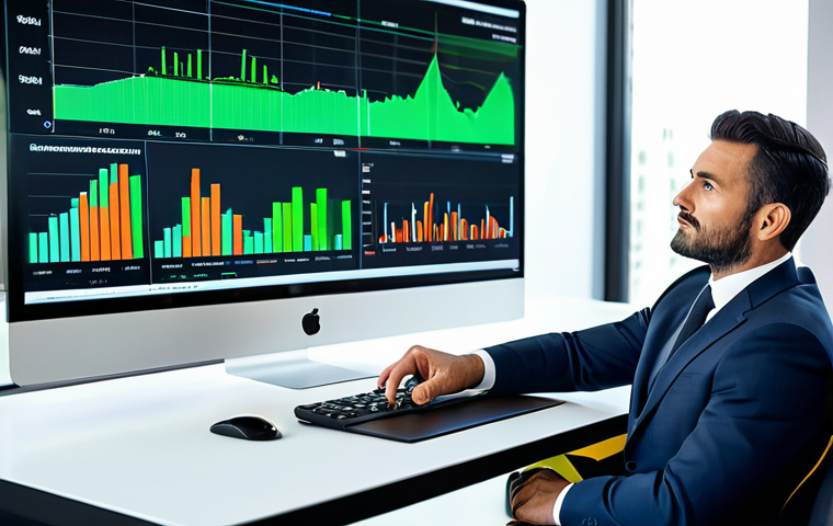 A focused professional Italian investor, fully clothed in a modest business suit, sitting at a sleek desk in a contemporary, brightly lit office. They are looking at a holographic or transparent screen displaying complex ESG data and sustainability metrics, with positive green indicators. The scene conveys a sense of thoughtful decision-making and responsible financial management. The background features subtle elements of modern design and sustainable materials. Perfect anatomy, correct proportions, natural pose, well-formed hands, proper finger count. Professional photography, high quality, safe for work, appropriate content, family-friendly.