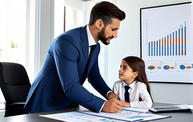 **

"A confident financial advisor, fully clothed in a professional business suit, consulting with a young Italian family in a modern, bright office. The family is dressed in modest, everyday clothing. Charts and financial documents are visible on the desk. Safe for work, appropriate content, professional setting, perfect anatomy, natural pose, family-friendly."

**